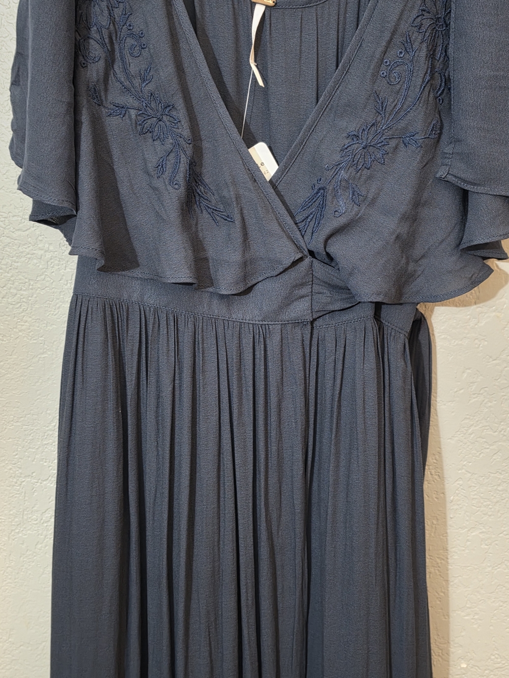 Free People Fiona Maxi Wrap Dress In Midnight Blue Womens Small Embroidered - Picture 9 of 16